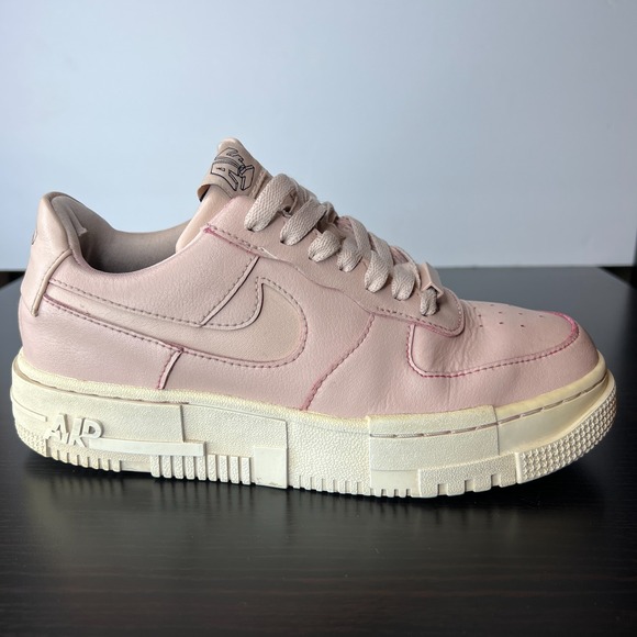 Nike Air Force 1 Pixel Beige Pink Leather Platform Sneakers Women's 7.5 CK6649-2 - Picture 8 of 14